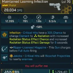 ⭐[GOD ROLL] L70 INFECTION - SEE IMAGE FOR STATS⭐