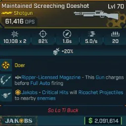 ⭐[GOD ROLL] L70 DOESHOT - SEE IMAGE FOR STATS⭐