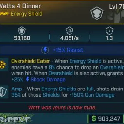 ⭐[GOD ROLL] L70 WATTS 4 DINNER (SHOCK) - SEE IMAGE FOR STATS⭐