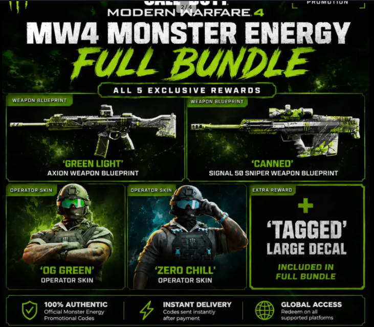 ⚡ MW4 MONSTER ENERGY BUNDLE | 5 SKINS | FULL SET 🎮