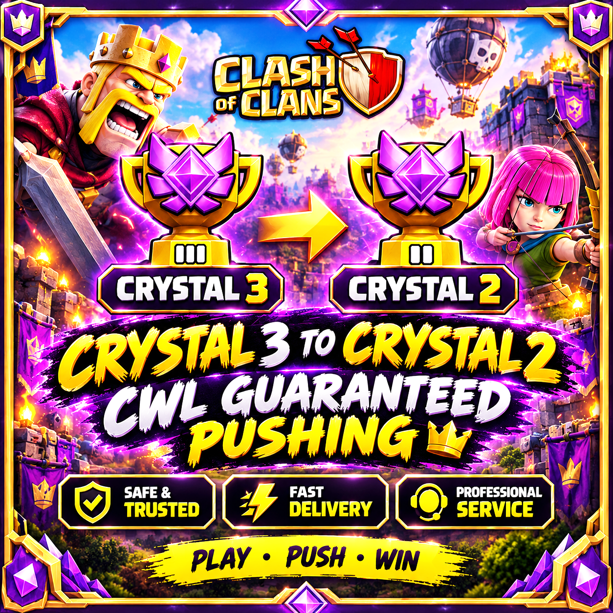 ⚜️ CRYSTAL 3 TO CRYSTAL 2 💠 CWL PUSHING GUARANTEED 🏆 FAST DELIVERY 🚚