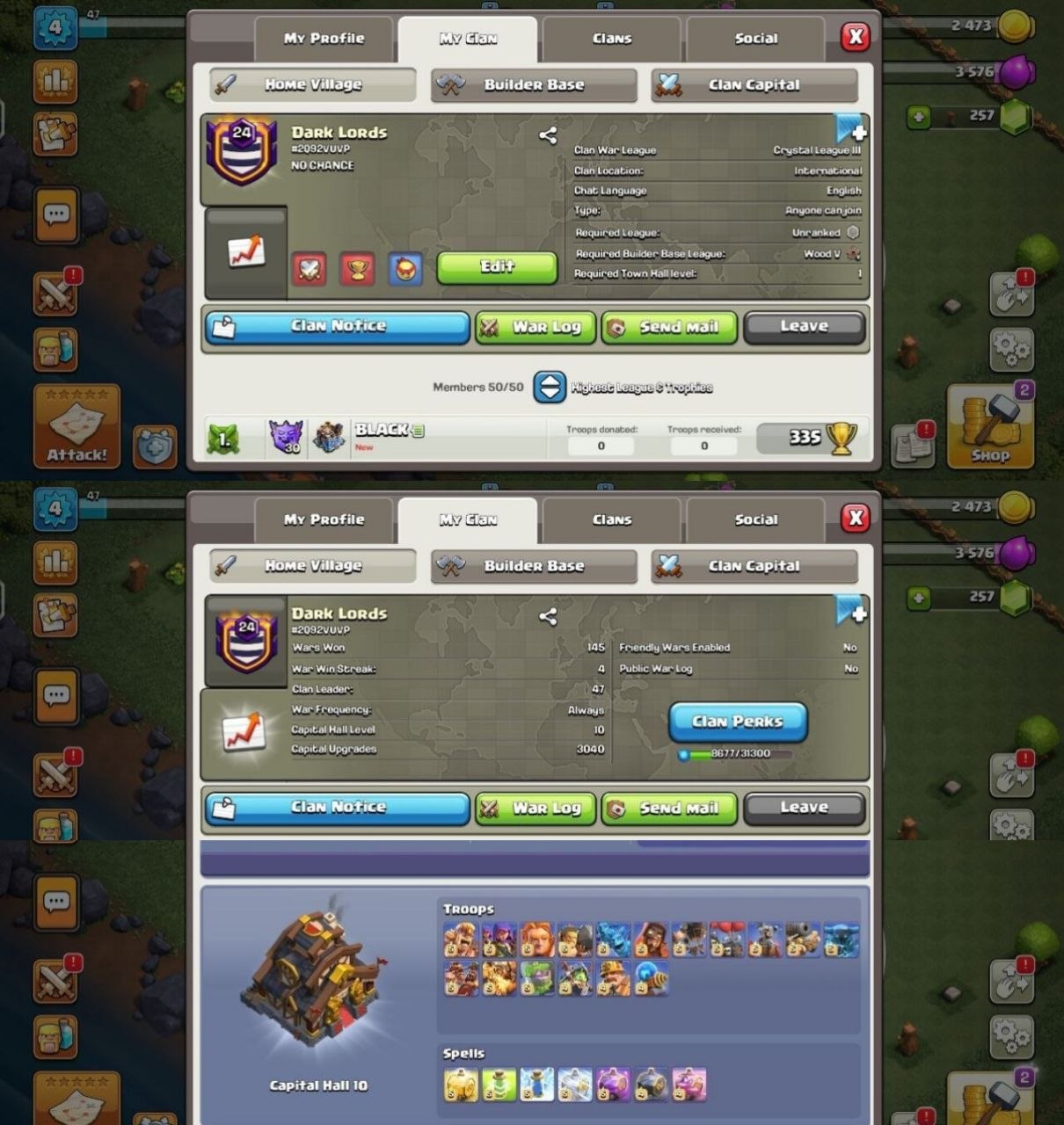 Dark Lords 💎 Level 24 🔥 Capital Hall Full Max ☣️ Unique Clan 👑 League Crystals ☯️ Fast Delivery