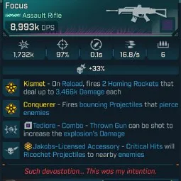 ⭐[MODDED] L70 DIVIDED FOCUS - 8,993K DPS - 97% ACCURACY - 0.1s RELOAD - RICOCHET - CONQUEROR⭐