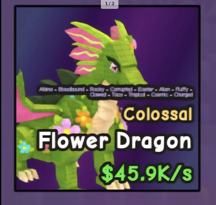 Colossal ALBINO Flower Dragon | Level 10, 0.5% Pet From Flower Egg