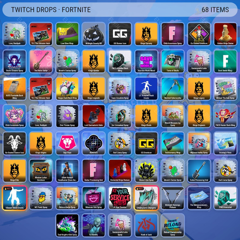 💜 Twitch Drops 🧨 Mobile Championship Day 2 👑 Fortnite [Total 68 Items]