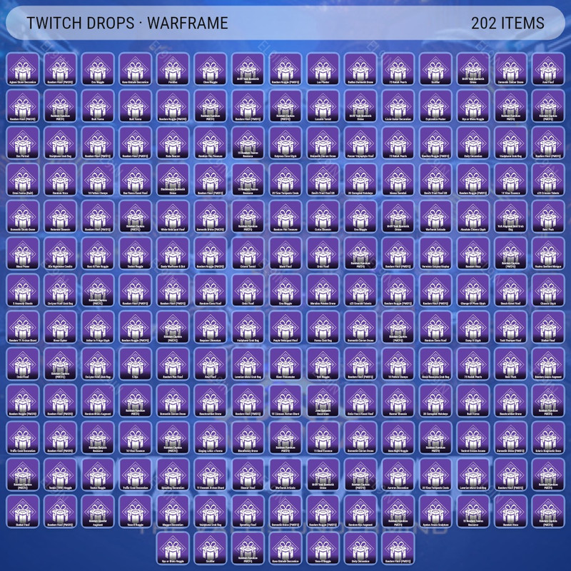 🌐 Twitch Drops ✅ PMCFQ - Asura_Tenshi 🌌 Warframe [Total 205 Items]
