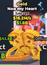 ✨ 16.2M/s ⭐ Gold Noo my Heart Secret | Steal A Brainrot ⚡ FAST DELIVERY ⚡