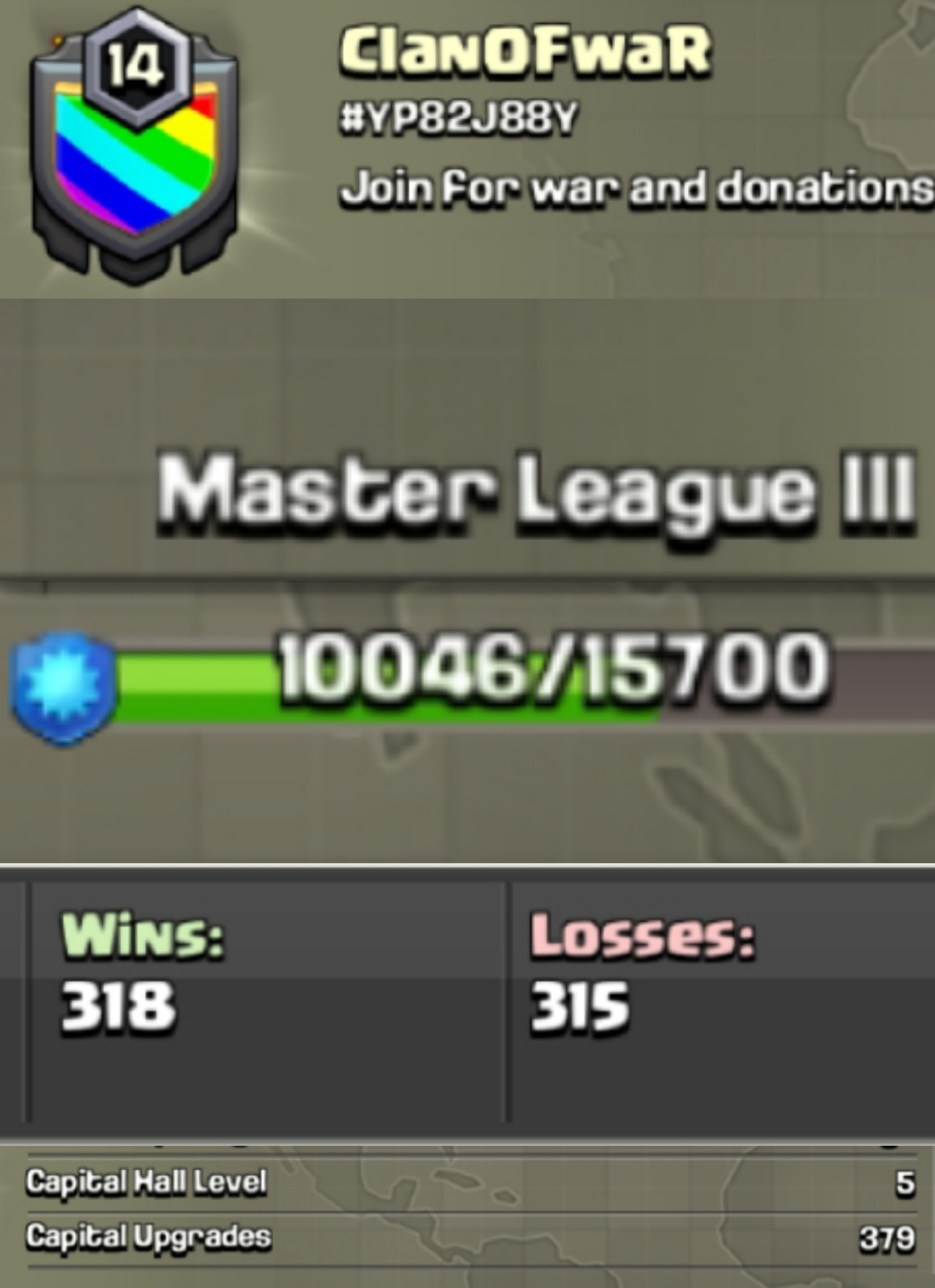 ❤️🔥**CLanOFwar** ❤️🔥LVL-14 😈|| ENGLISH NAME || ✅️MASTER 3 || ❤️CLAN CAPITAL:-5 ||🥰 GOOD NAME |❤️🔥| CHEAPEST