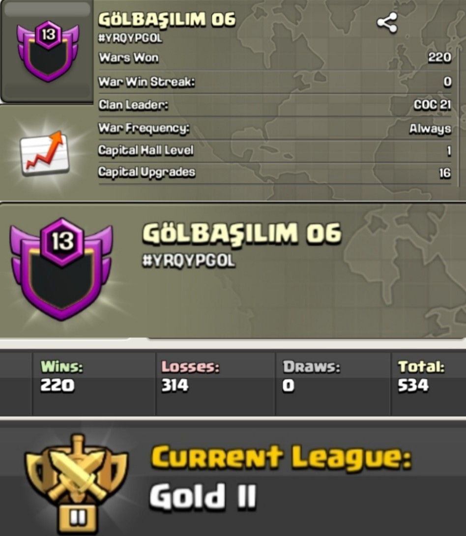 GÖLBAŞILIM 06 🏰 LEVEL: 13 ⚔️ WAR: 220-314-0 🏅 CWL: 🥈 GOLD II 💸 CHEAP CLAN - INSTANT - AVAILABLE