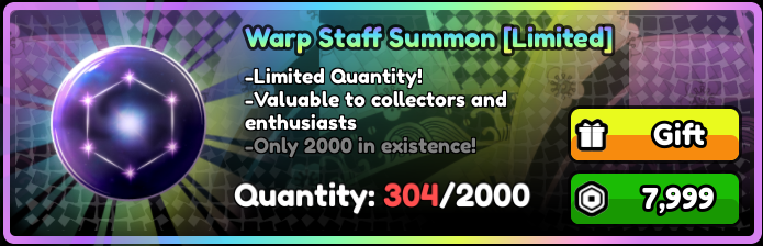All Star Tower Defense X > Warp Staff Summon [Limited] [7999R]