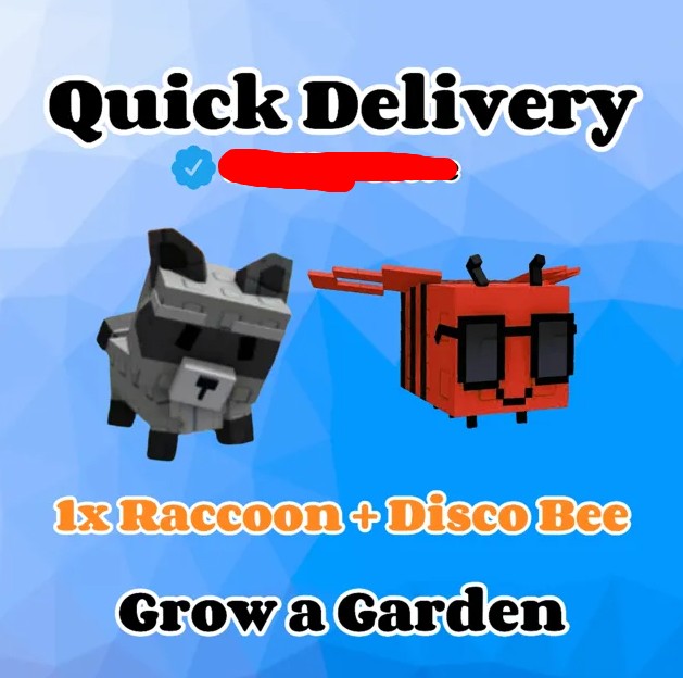 ❄️ Grow A Garden ⭐️ Raccoon + Disco Bee PETS ⭐️ Fast Delivery ✅Limited Time Offer
