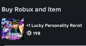 Bizarre Lineage - +1 Lucky Personality Reroll【198R】