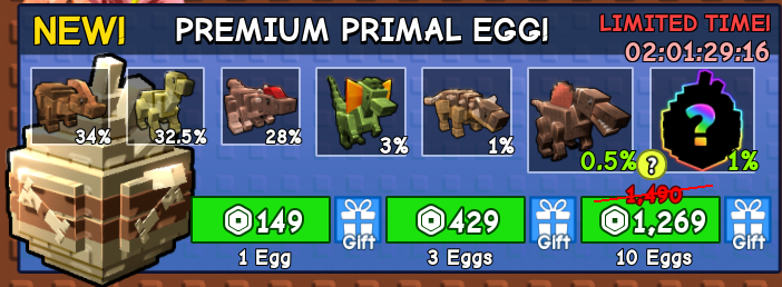 Grow a Garden > Premium Primal Egg [149R]