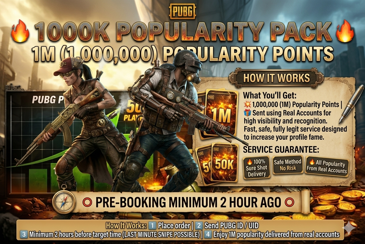 🎮 PUBG 🔥 1M 🎉(5️⃣0️⃣K Cards × 2️⃣0️⃣)🎉Popularity Boost 🎁(1️⃣,0️⃣0️⃣0️⃣,0️⃣0️⃣0️⃣) • 💯 Real Account | 1000% Sure Shot