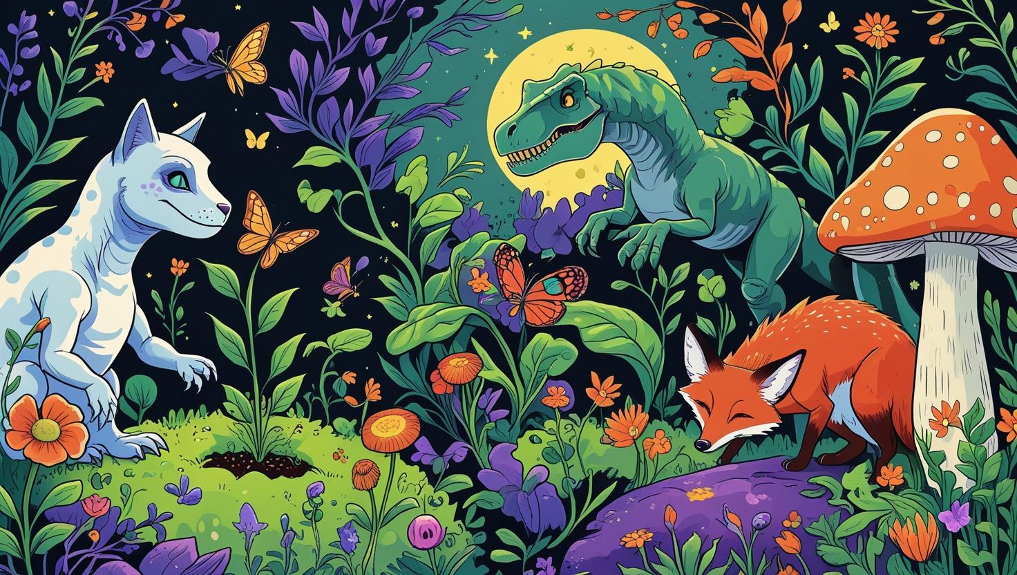🐱 Moon Cat  + 🦋 Butterfly + 🦊 Red Fox + 🦖 T-Rex