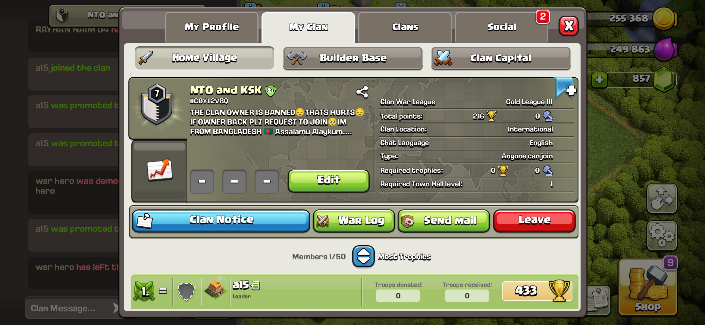 🔥CLAN NAME- NTO AND KSK🔥CLAN LEVEL: 7 | LEAGUE: GOLD 3 | INSTANT DELIVERY