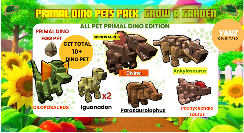 🐱‍🐉 Primal Dino Edition Pets: Spinosaurus,  Ankylosaurus, Dilophosaurus | 10 Pets Total - Grow A Garden