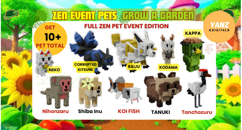 ✨ Bundle Zen Event Edition Pets: Raiju, Corrupted Kitsune, Kappa, Koi | 10 Pets Total - Grow A Garden