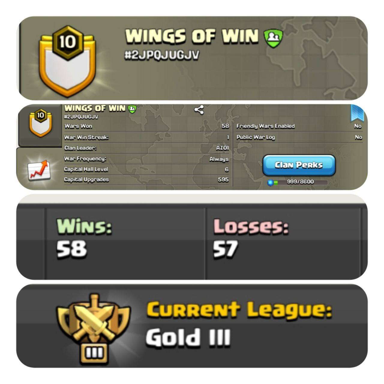 🪽✨WINGS OF WIN | LEVEL 10 + POSITIVE WAR LOG | PREMIUM ENGLISH NAME | GOLD 3 | YOUR ACCOUNT WILL BE PROMOTED TO LEADER | FAST DELIVERY!🚚