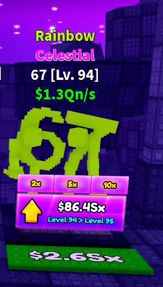 67 Rainbow 1.3Qn/s Lv94 | Rebirth 13 -2x Money | Survive Lava For Brainrots