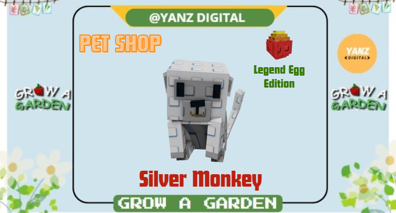 ✨ Silver Monkey | Pet Legendary Egg Edition – Grow A Garden