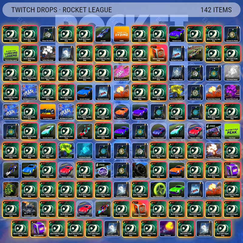 ⚡️ Twitch Drops 💜 RL Worlds Drop Rush 💜 Rocket League [Total 142 Items]