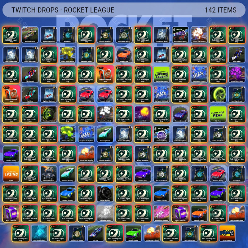 🧨 Twitch Drops 💜 RL Worlds Drop Rush 💜 Rocket League [Total 142 Items]
