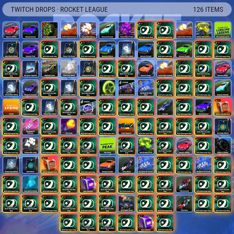 🌐 Twitch Drops 🧙‍♂️ RL World Championship 💎 Rocket League [Total 126 Items]