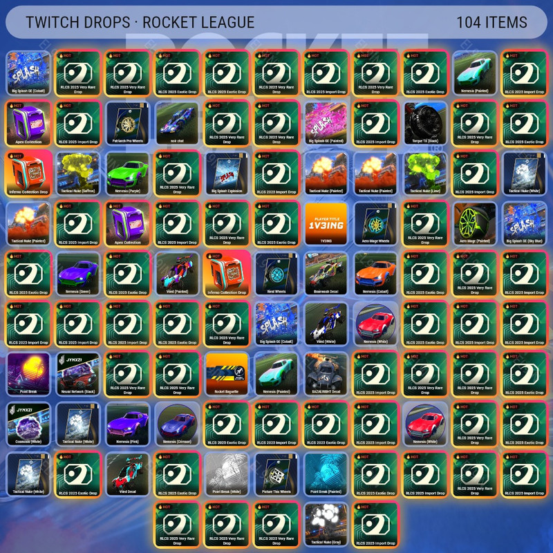 💜 Twitch Drops 🌌 First Touch Awards 🧙‍♂️ Rocket League [Total 104 Items]