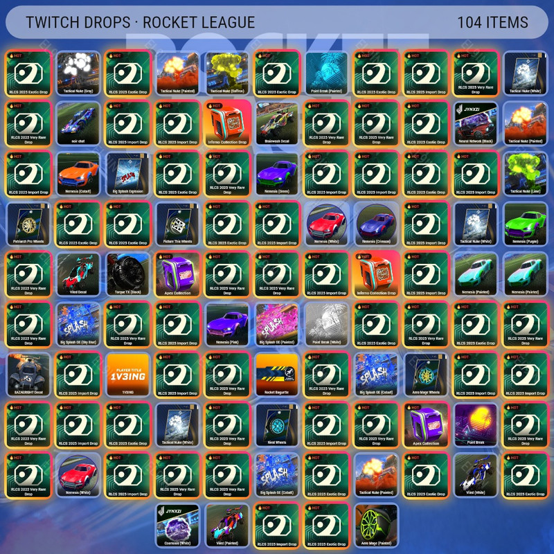 🌐 Twitch Drops 💎 CRL League Play 🌐 Rocket League [Total 104 Items]