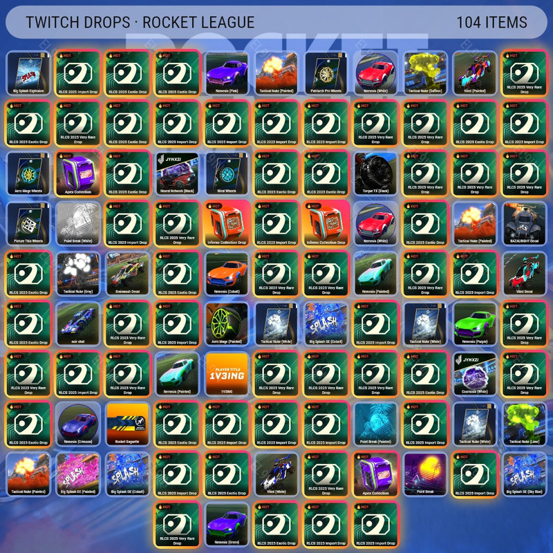 🧙‍♂️ Twitch Drops 🧨 CRL League Play 👑 Rocket League [Total 104 Items]