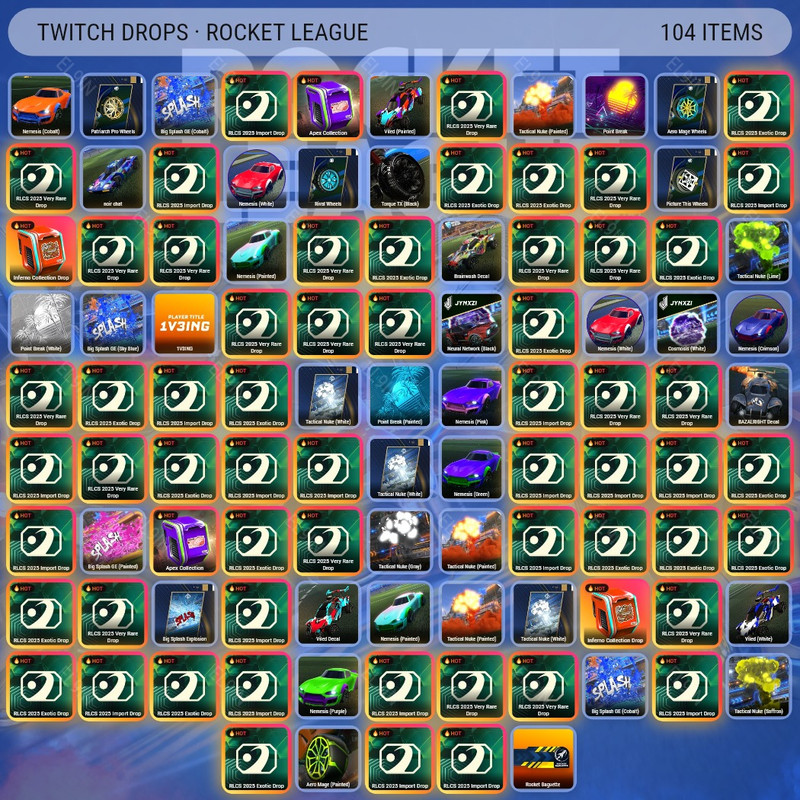 🧙‍♂️ Twitch Drops 🧨 CRL League Play 💎 Rocket League [Total 104 Items]