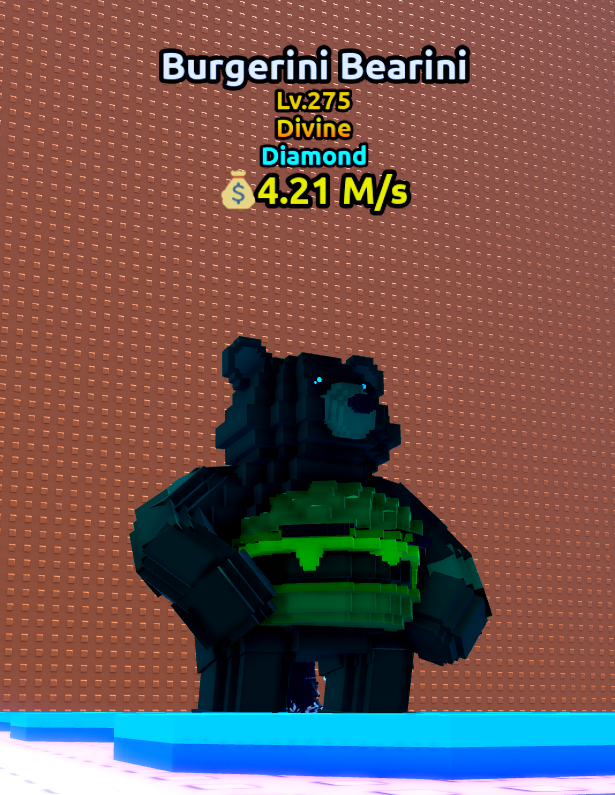 Burgerini Bearini 4.21M/s Diamond Lv 275 Divine | Escape Tsunami for Brainrots