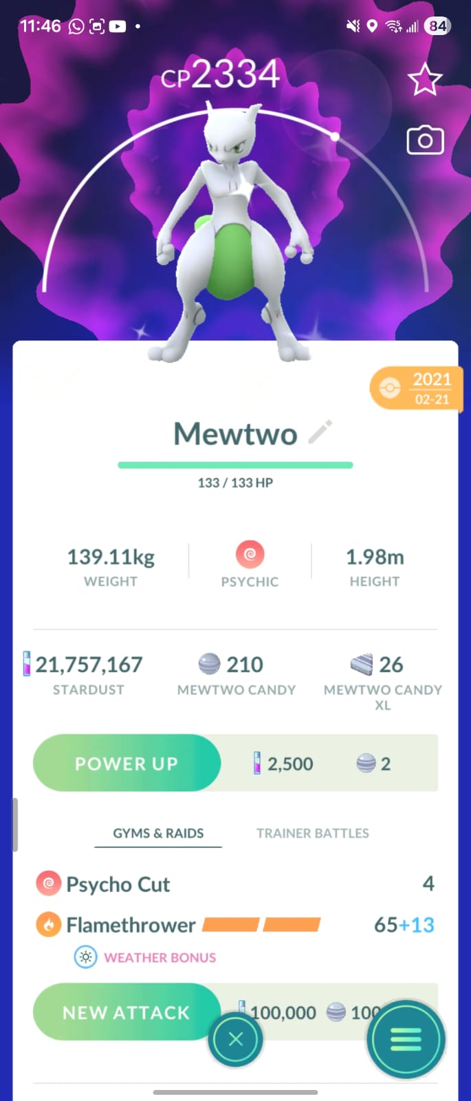 Shiny Mewtwo + 1 Million Stardust for trade ~  Cp 2000-2500 | Buy 2 Get  1 Regular Mewtwo Free