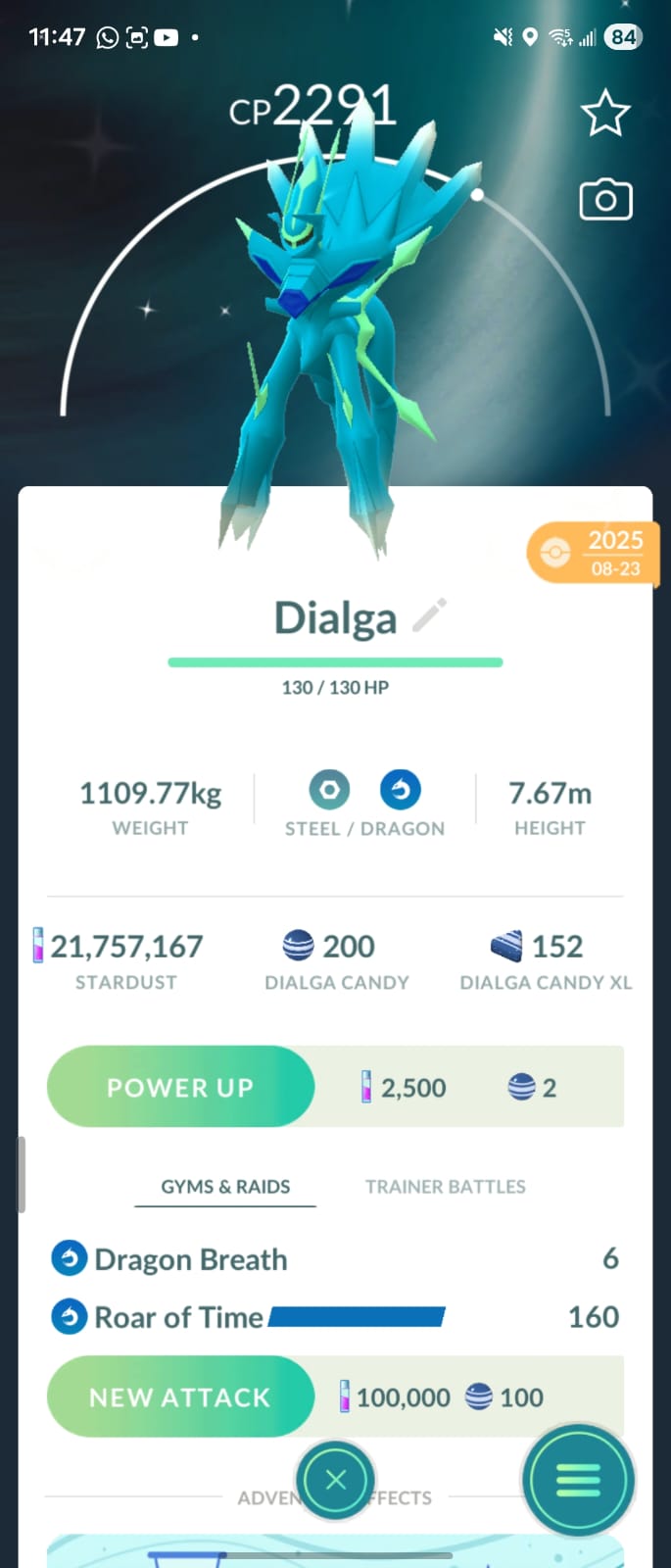 Shiny Dailga Roar Of Time + 1 Million Stardust for trade ~  Cp 2000-2500 | Buy 2 Get  1 Regular Dailga Free