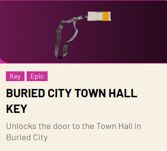 Buried City Town Hall Key