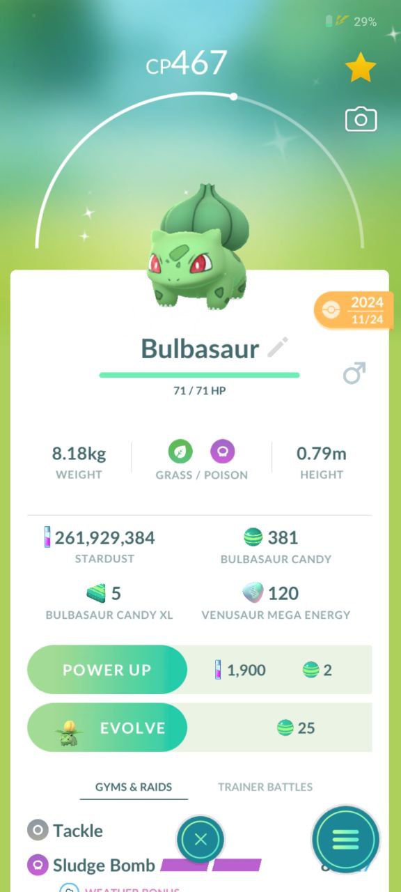 Starter Shiny Bulbasaur Pokemon | Trade 20K/1M Stardust | Android & iOS Both Available