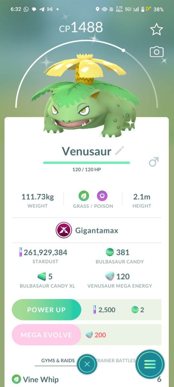 Starter Shiny Gigantamax Venusaur Pokemon | Trade 20K/1M Stardust | Android & iOS Both Available
