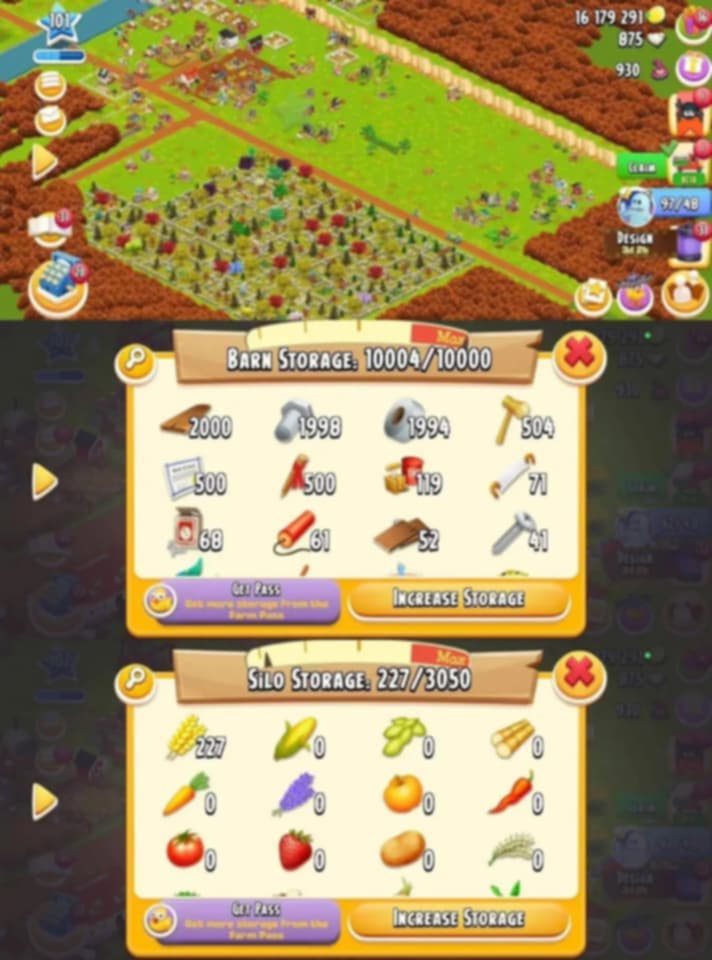 Lv -100 / Barn 10k inside Barn tools full / silo 3050 / only 60$