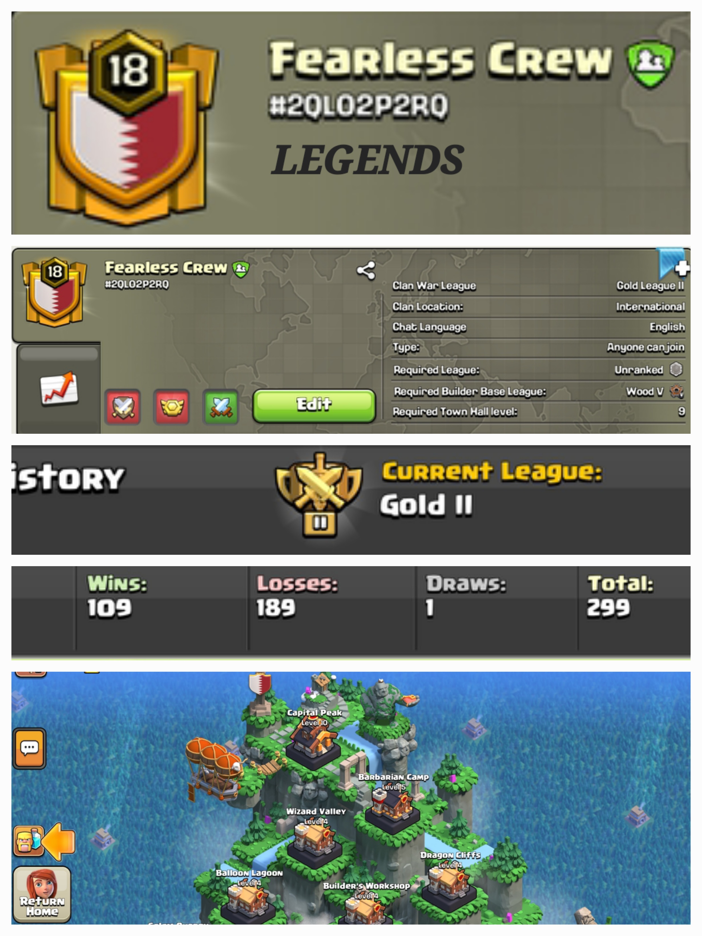 Fearless Crew  !! LEVEL 18  !! CAPITAL PEAK 10 !! GOLD 2 !! WIN109 LOSS 189 !! PERFECT NAME !! CHEAP !! FAST DELIVERY