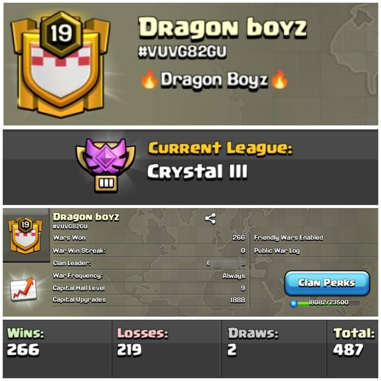 💞** DRAGON BOYZ** 💝LVL-19 || ❤️ENGLISH NAME || 😈CRYSTAL 3 || ❤️🔥CLAN CAPITAL:-9 || 😶🌫️GOOD NAME☠️ || CHEAPEST