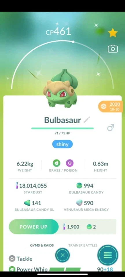 Pokemon Trade Go - Shiny Bulbasaur Shedinja Hat Halloween Costume - Trade 1mil or 20k stardust