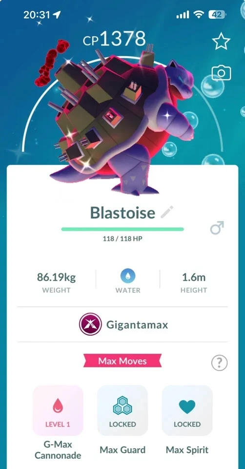 POKEMON GO - Shiny Gigantamax Blastoise - 20k Stardust T r a d e Go
