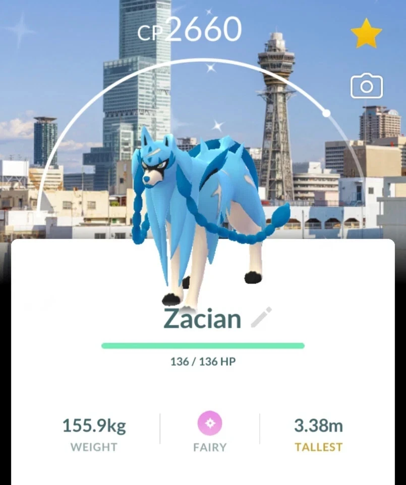 POKEMON GO - Shiny Zacian with Osaka Background Go Fest Level 50 3moveset Swrod Form-1mil or 20k Stardust Trade