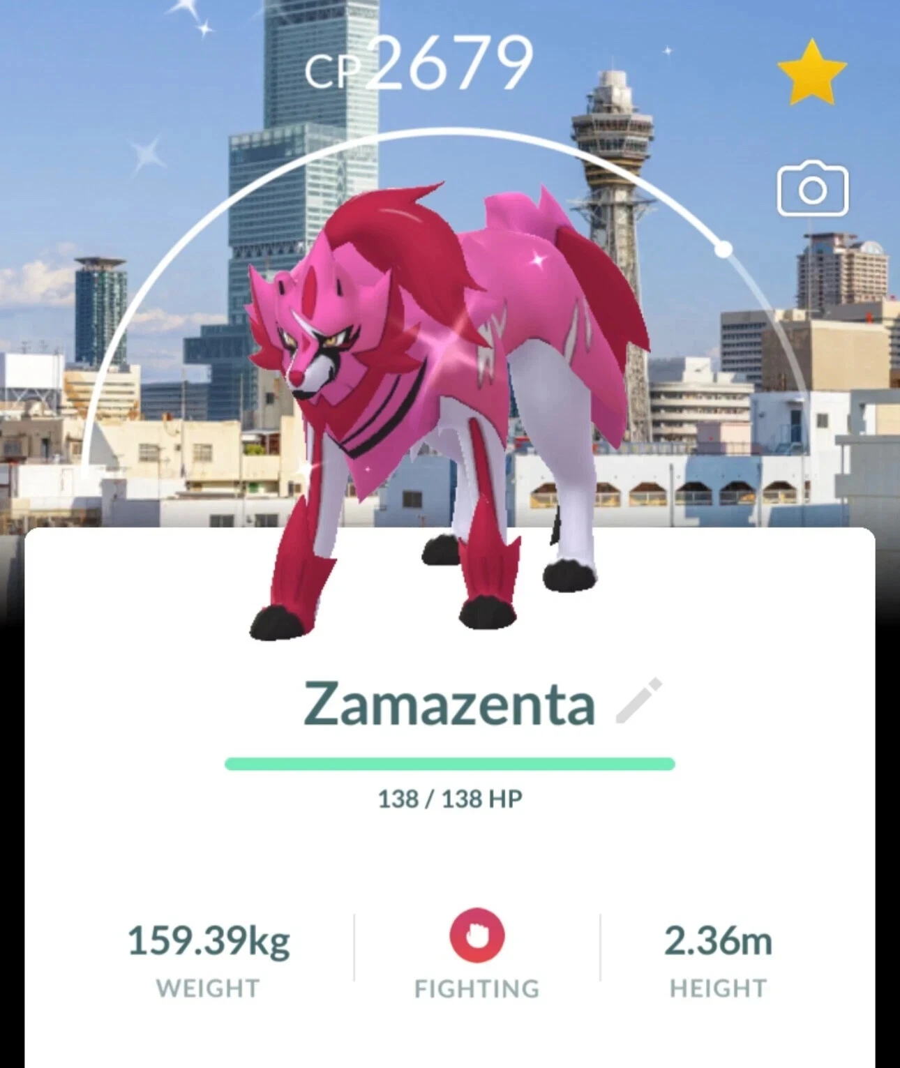 POKEMON GO - Shiny Zamazenta with Osaka Background Go Fest - Level 50 3 Move-1mil or 20k Stardust Trade