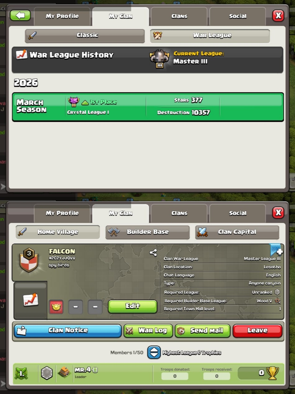 Clan level 3 | Master 3 League | Cwl clan | Name Falcon