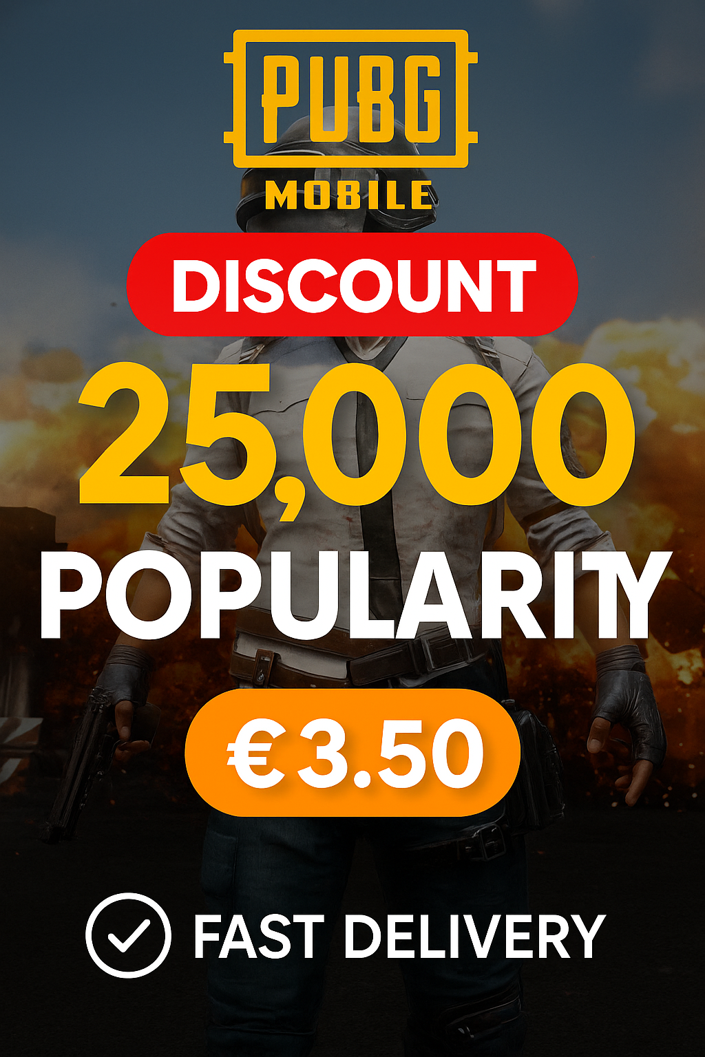 DISCOUNT✅25K [25,000] PUBG POPULARITY✅CHEAP PRICE✅INSTANT DELIVERY✅