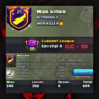 ** WAR KILLER ** LVL-21 || ENGLISH NAME || CRYSTAL 3 || CLAN CAPITAL:10 || GOOD NAME || CHEAPEST