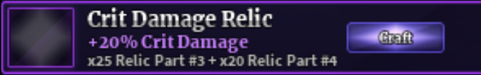 20% Crit Damage Relic Set | Fast Delivery