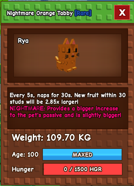 Titanic Nightmare Orange Tabby 109.70Kg